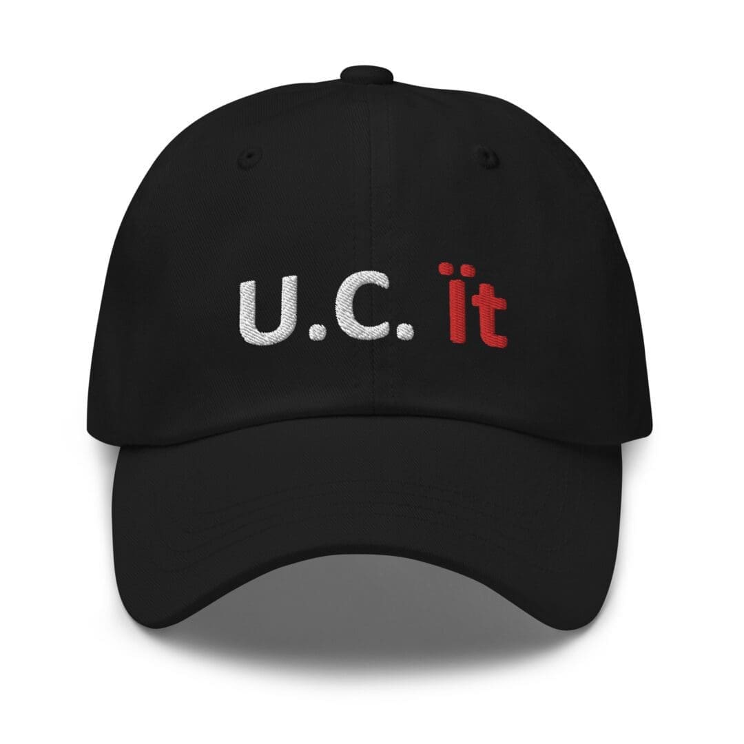 Black dad hat embroidered U.C. it logo