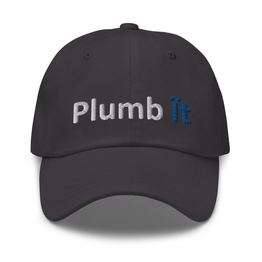 Black cap with "Plumb It" embroidery.