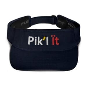 Dark visor hat with "Pik' It" text.