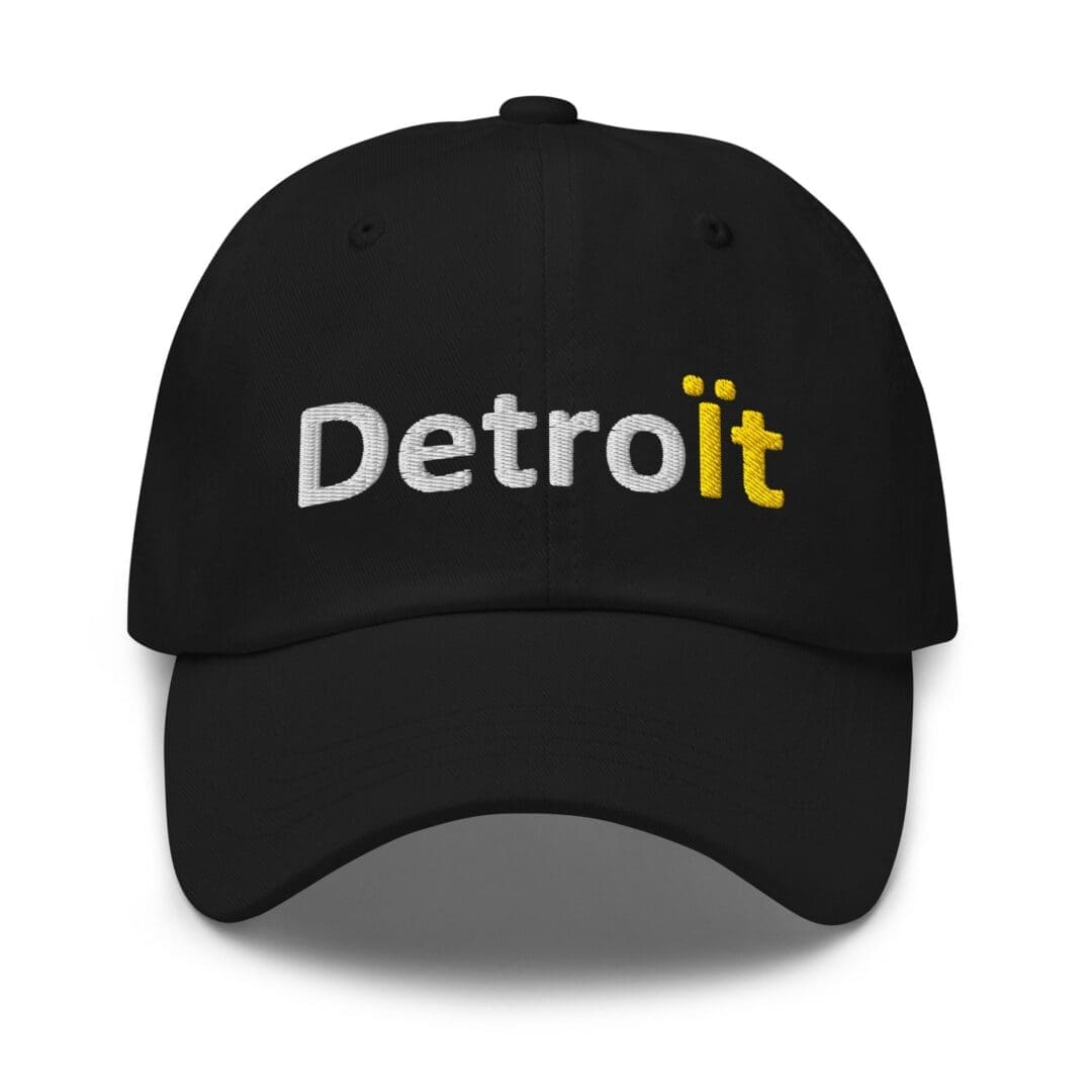 Black baseball cap with embroidered Detroit