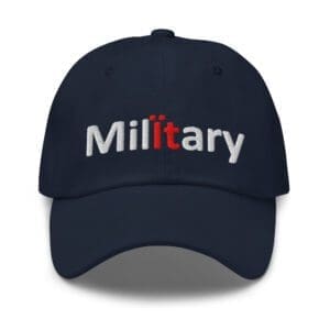 Navy baseball cap embroidered with "Military"
