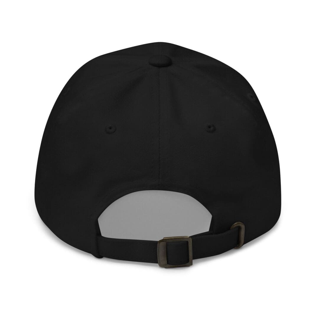 Black dad hat back showing top button