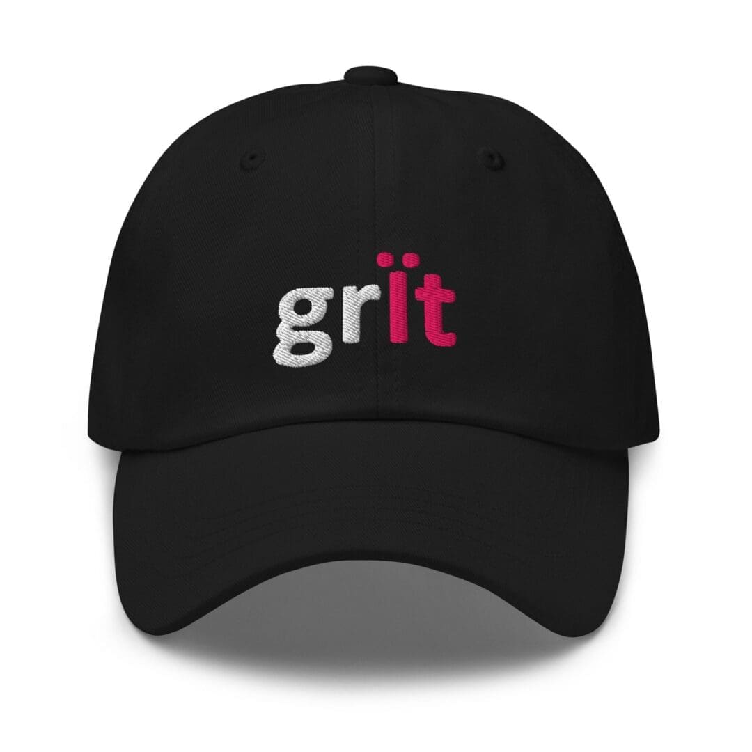 Black cap with embroidered "grit" logo