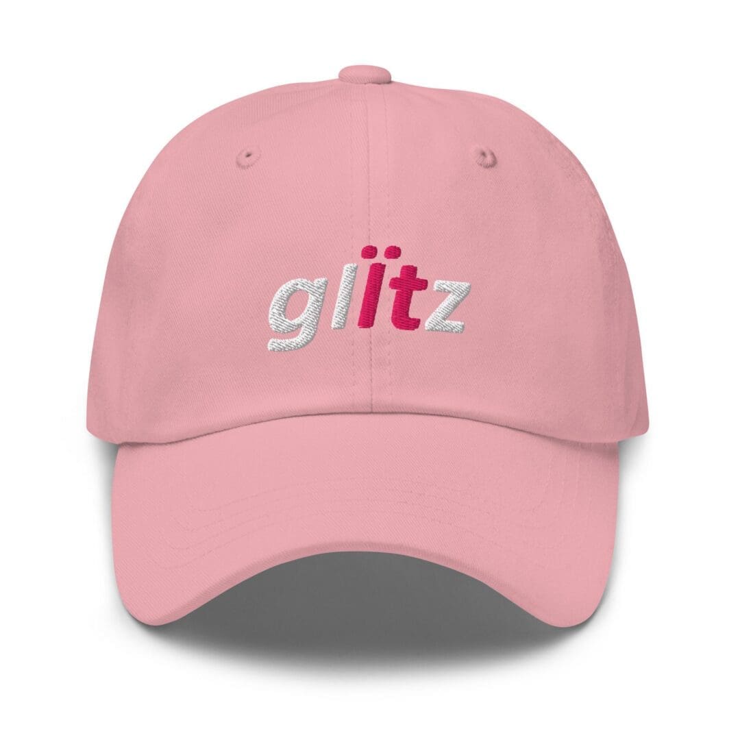 Pink baseball cap with "glitz" embroidery