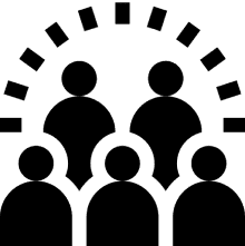 Black group silhouette icon with arched dots
