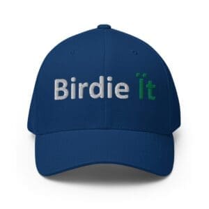 Blue cap with "Birdie It" logo.
