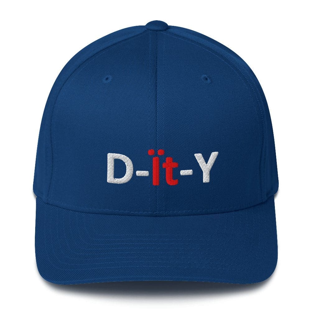 Blue cap embroidered with D-it-Y text